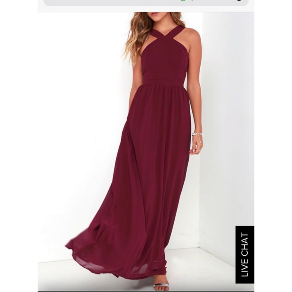Lulus💘 air of romance burgundy maxi dress